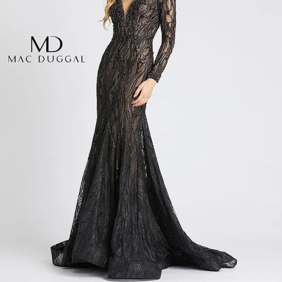 Mac Duggal Black Lace Evening Gown - Picture 7 of 13
